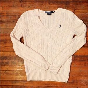 Ralph Lauren V-Neck Sweater-IVORY